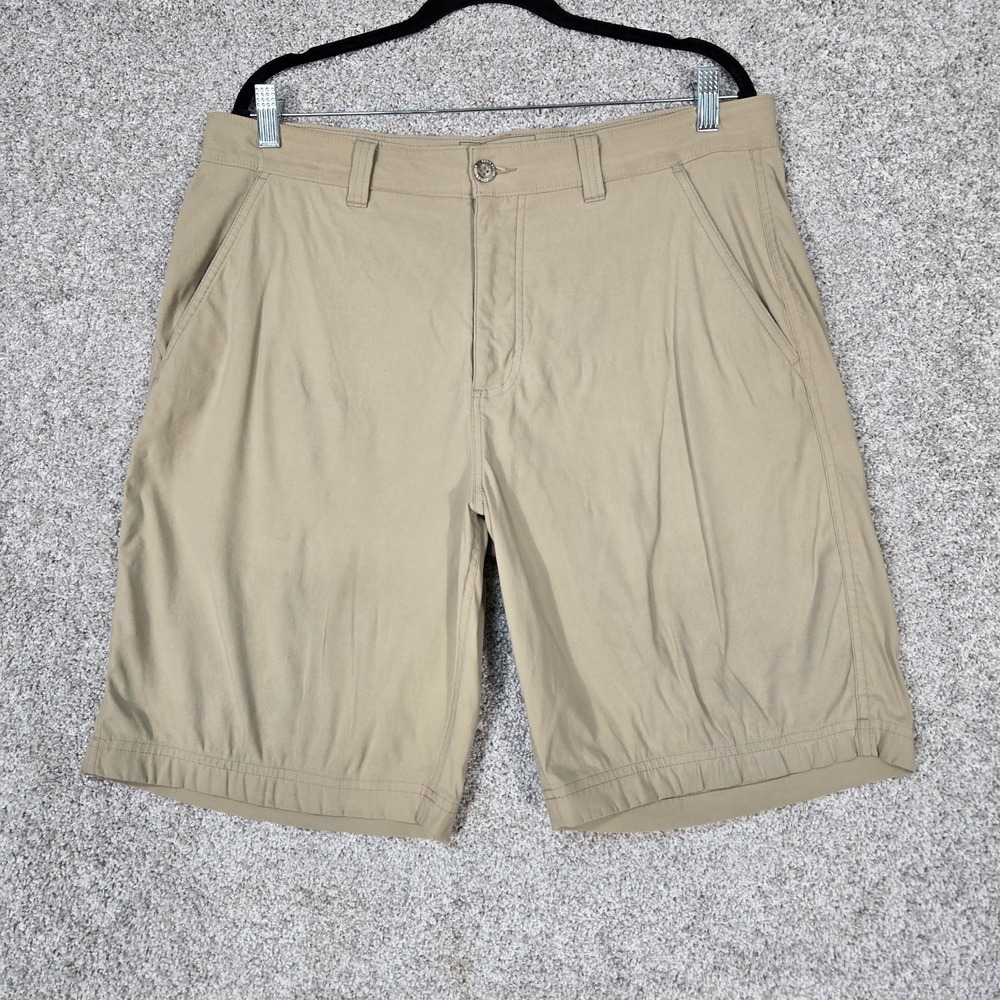 Eddie Bauer Travex Shorts Men 35x10 Beige Nylon stretch Hiking